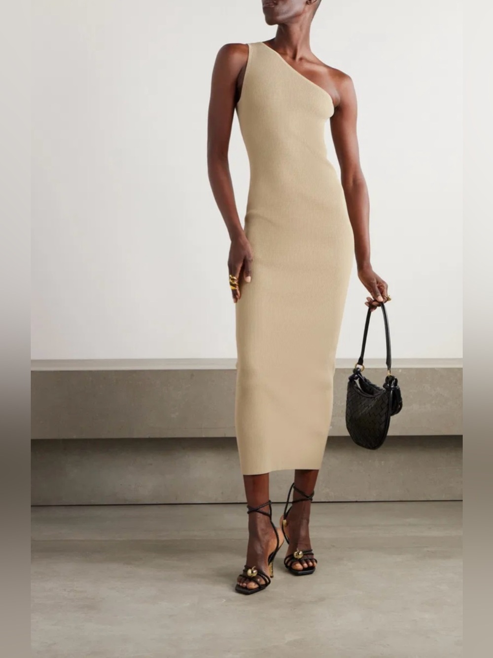 Toteme one shoulder rib knit dress
